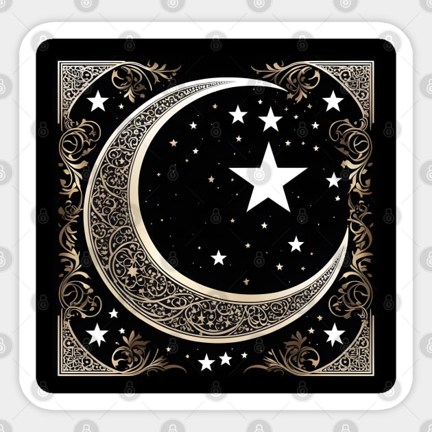 Holy Islamic moon and stars Sticker by Spaceboyishere